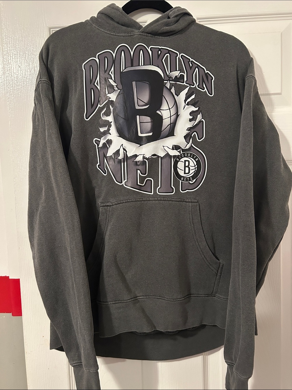 Blue 84 Brooklyn Nets Pullover Hoodie in Charcoal